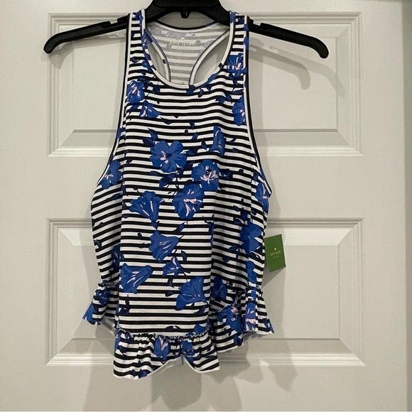 Kate Spade Hibiscus Striped Tank Top Rich Navy California Dreaming Size XS - Picture 1 of 7